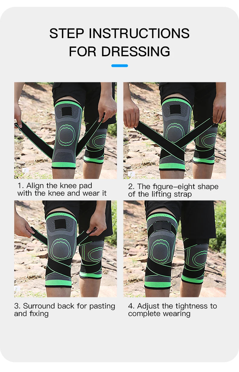 1 Piece SPorts Compression Kneepad Pressurized Elastic Knee Pads Support Fitness Gear for Running Basketball Protector