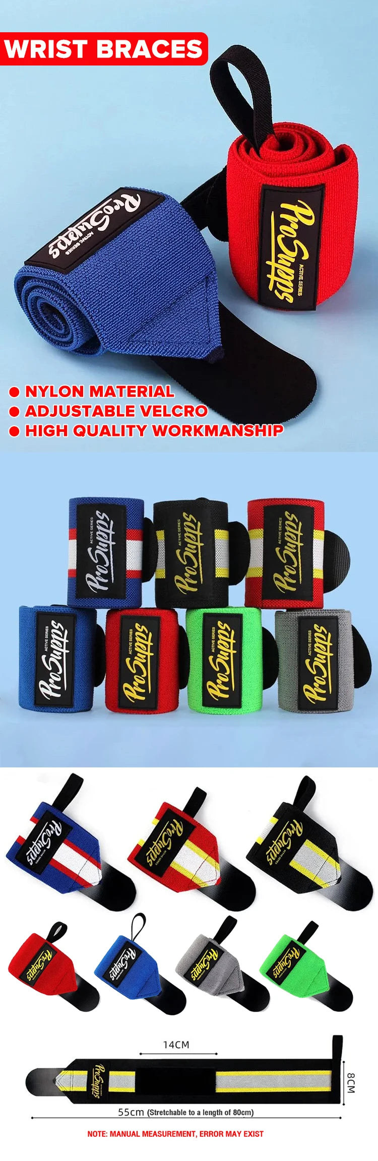 1 Pair Wrist Guard Wraps Sports Wristbands Wrist Brace Support For Gym Workouts Weight Lifting Fitness Gear Training