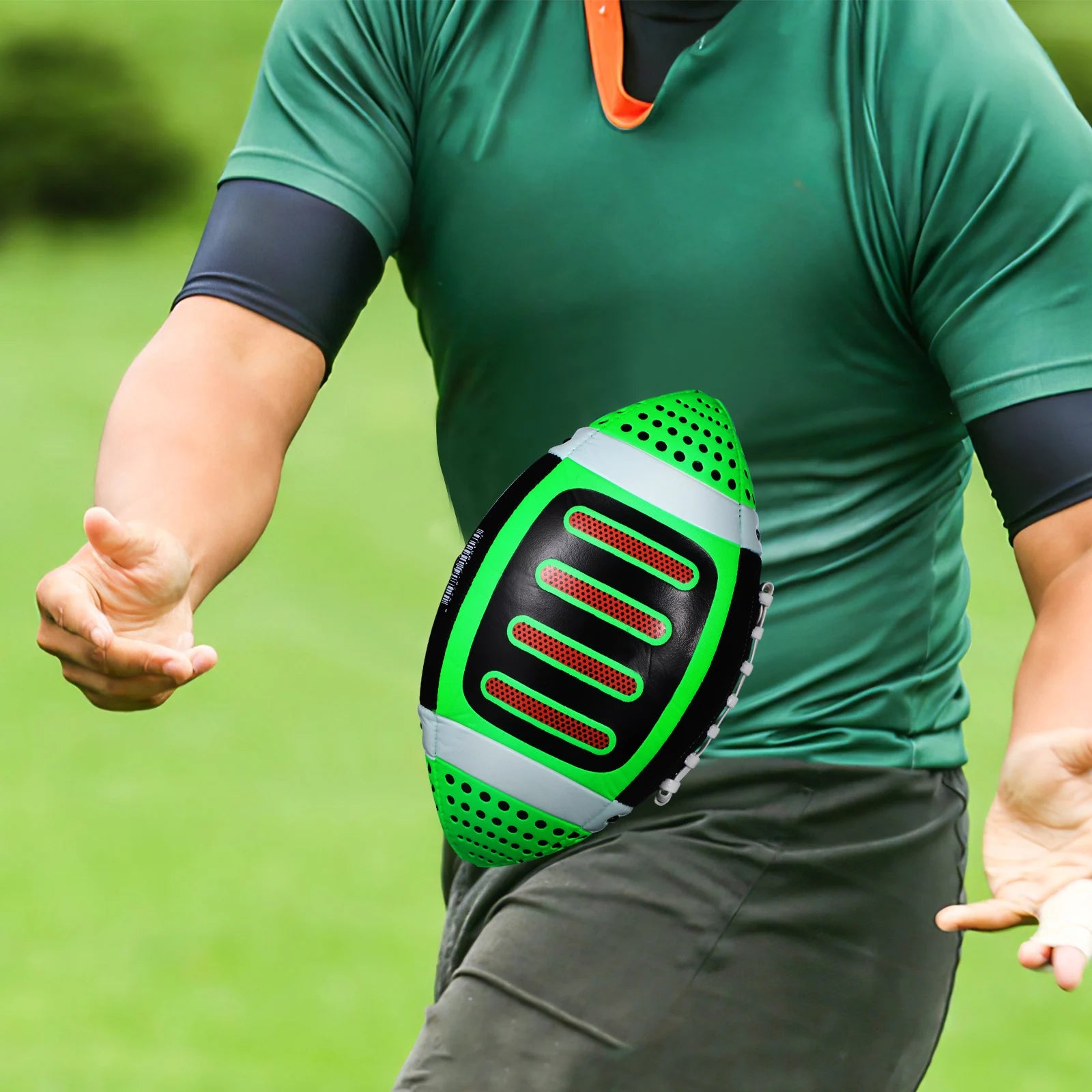 1 Green Youth Size Football Training Ball Small American Football Beach Rugby Ball Soccer Gear Durable Material Stylish Design