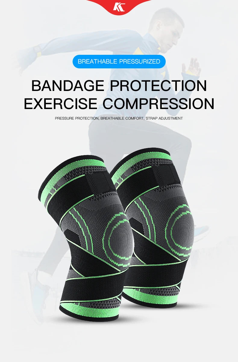 1 Piece SPorts Compression Kneepad Pressurized Elastic Knee Pads Support Fitness Gear for Running Basketball Protector
